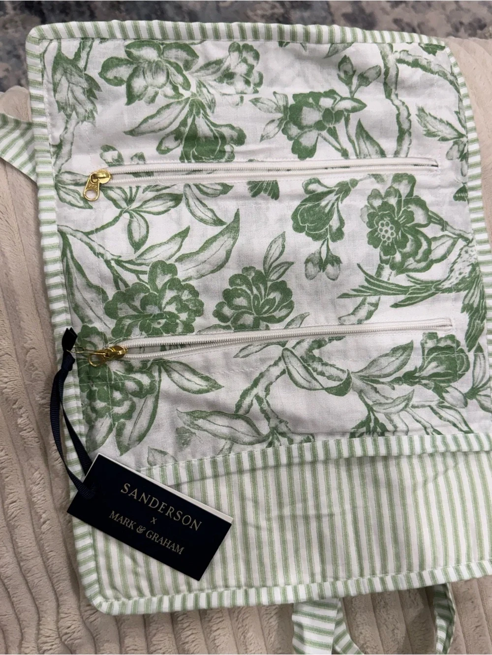 Mark & Graham Green and White Floral Travel Organizer Pouch